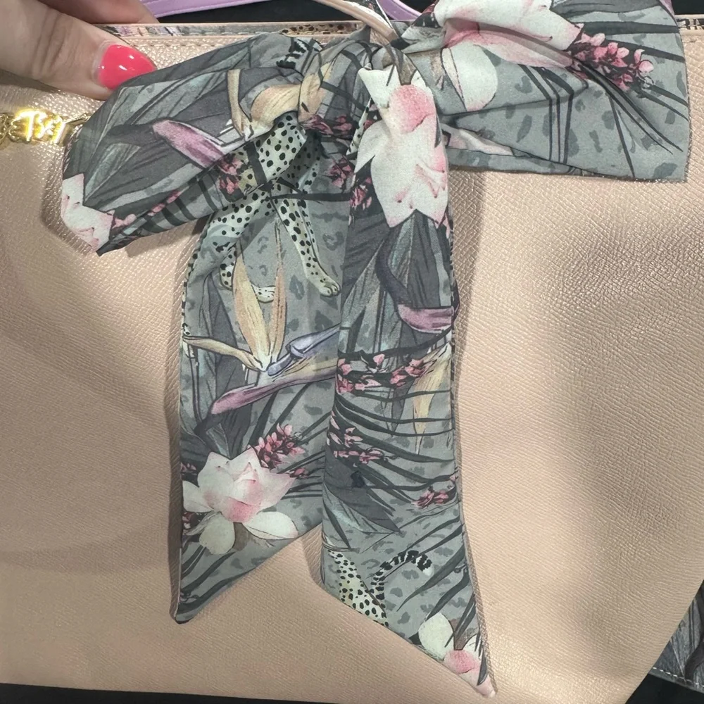 Betsey Johnson Pink Tote with Floral Scarf & Wristlet